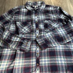 Women’s Maurice’s Navy and Green Plaid Shirt